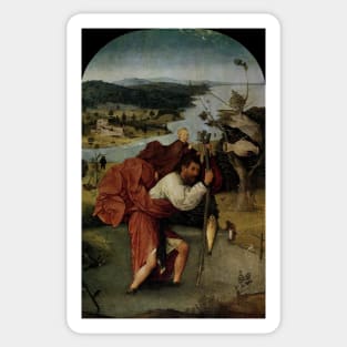 Saint Christopher Carrying the Christ Child - Hieronymus Bosch Sticker